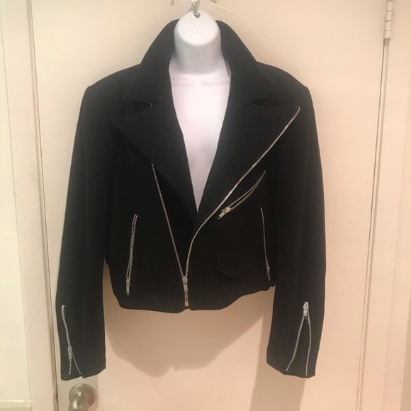 BlACK WOOL MOTORCYCLE JACKET: STEPHEN SPROUSE MUSEUM PIECE  SIZE M - Picture 8 of 14